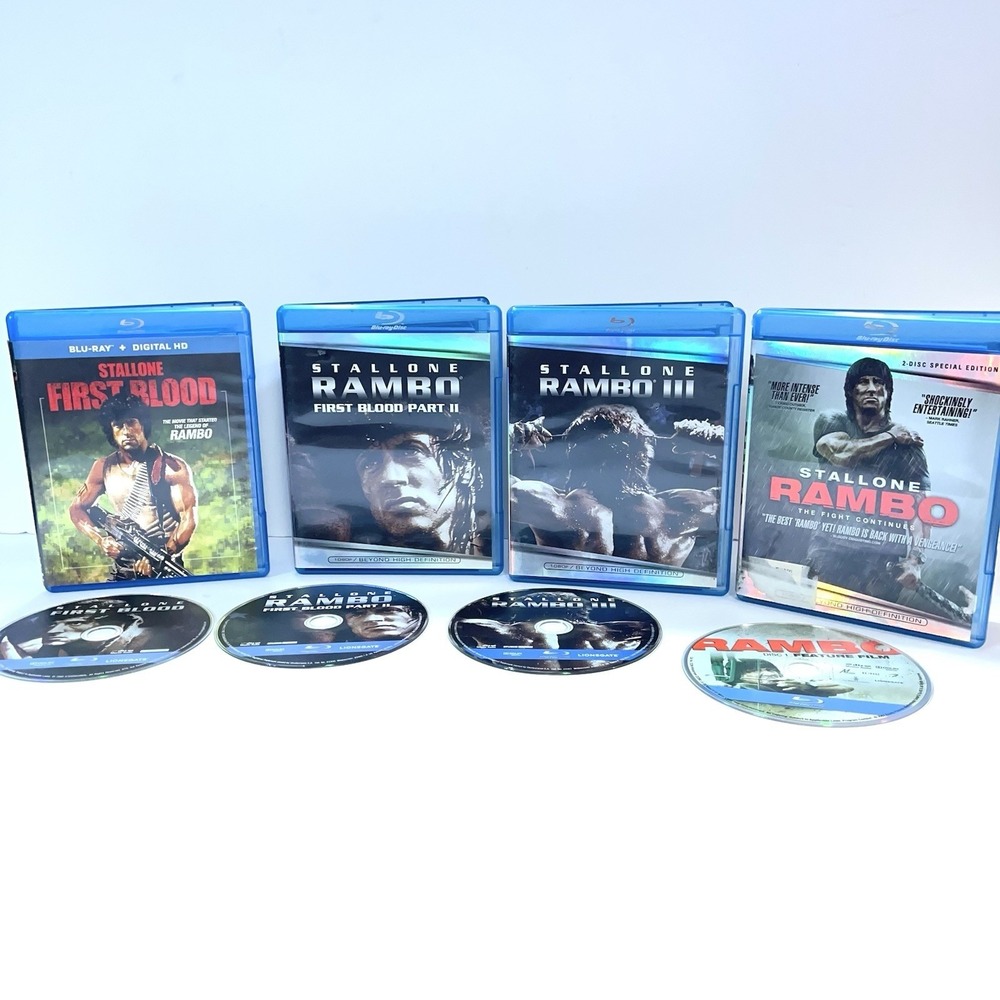 4 Rambo Blu Rays 1, 2, 3, 4 First Blood, FB Part 2, Rambo III, & Rambo